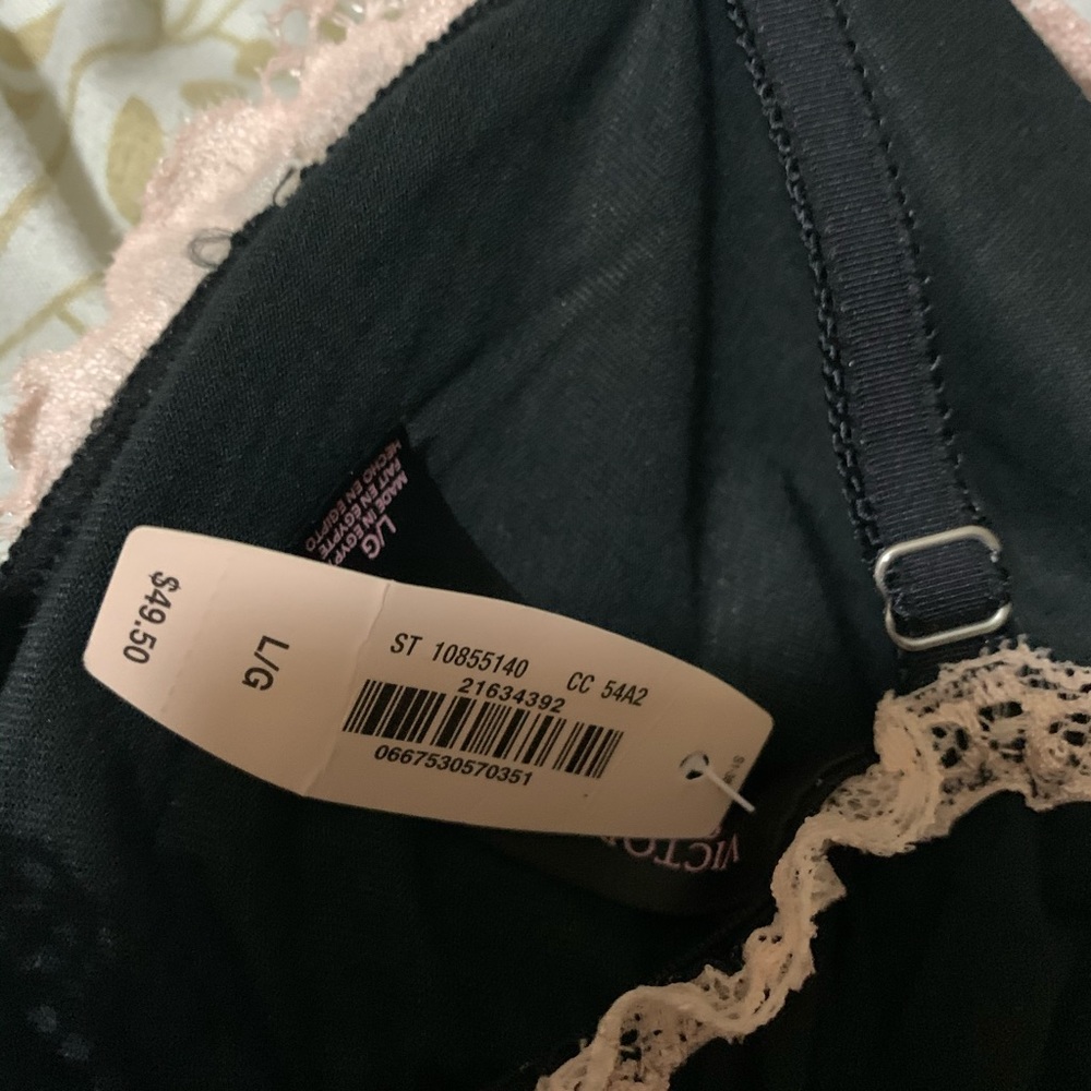 Black with pink lace trim V.S. teddy